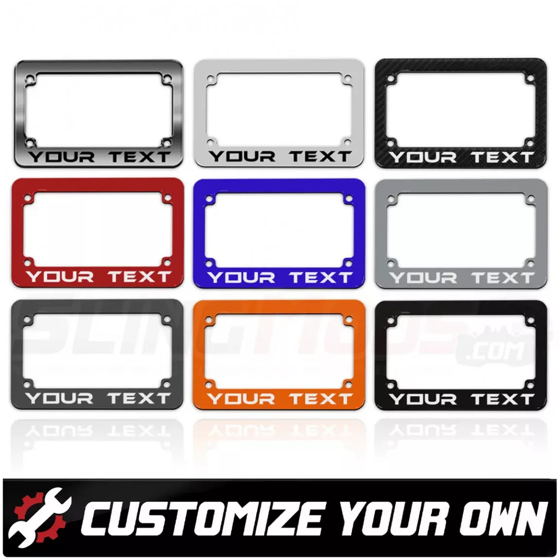 Personalized Motorcycle License Plate Frame Designer with Customizable Color & Text Field